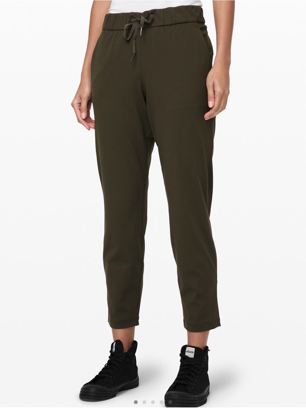 lululemon On The Fly 7/8 Dark Olive Pants